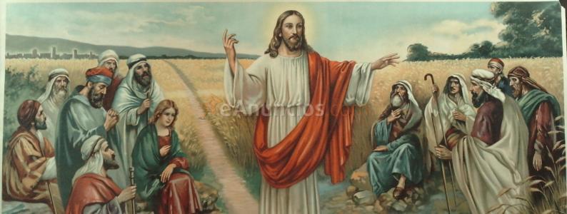 JESUCRISTO CON LOS DISCÍPULOS. 88x40 cms.