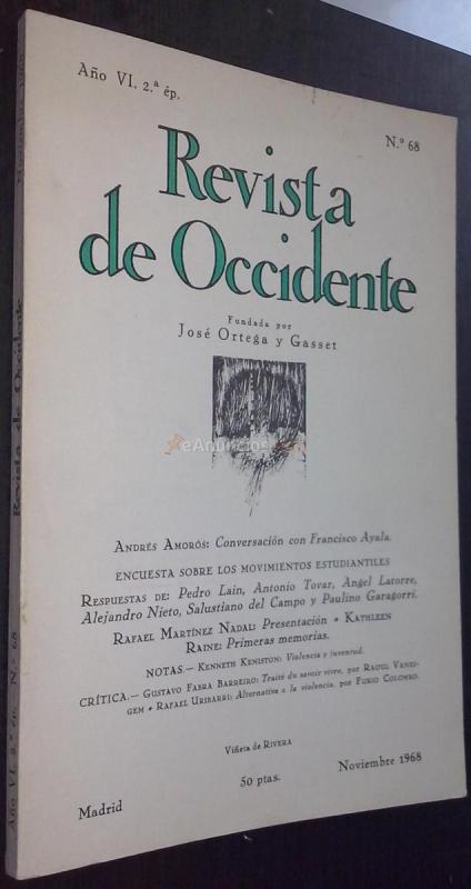 Revista de Occidente. Año VI. 2 época. N 68