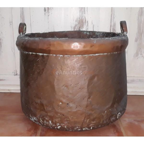 ANTIGUO GRAN CALDERO DE COBRE SIGLO XIX
