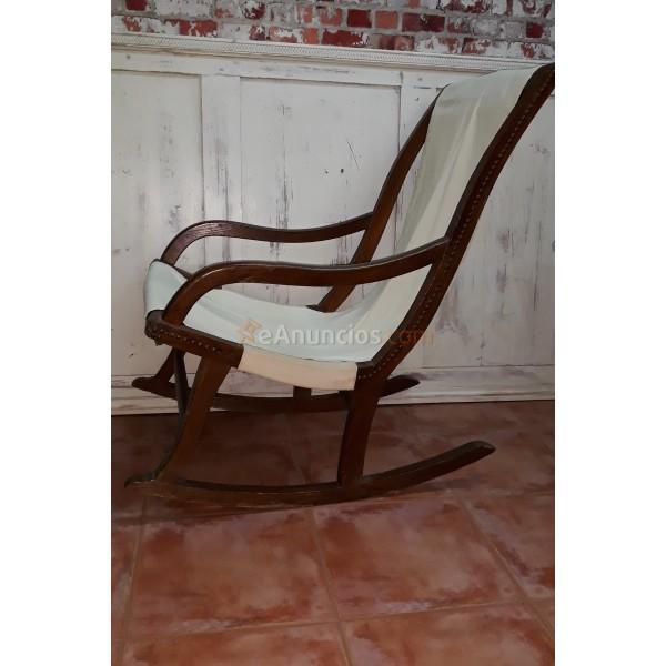 ANTIGUA MECEDORA DE LONA FINALES SIGLO XIX