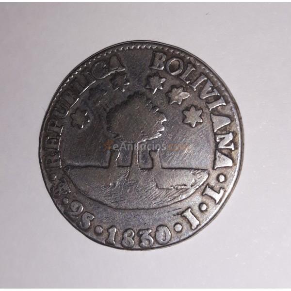 MONEDA DE PLATA 2 SOLES BOLIVIANOS 1830