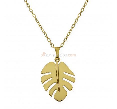 Colgante de plata oro Hoja de Palmera