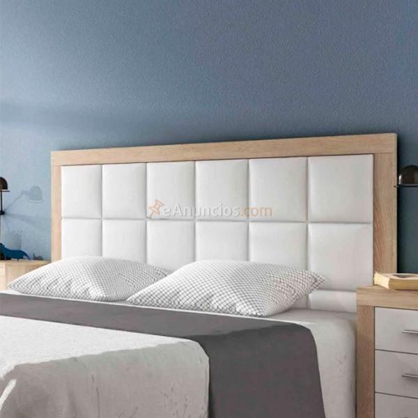 Cabecero Lara plafón polipiel 155 cm cambria  blanco