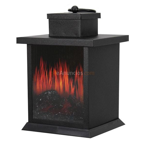 Farol Grundig efecto chimenea 3 LED metal 23 cm