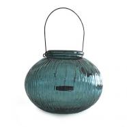 Farol portavelas Home Styling con asa cristal verde