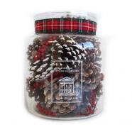 Tarro cristal piñas con lazo rojo