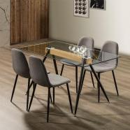 Conjunto de salón mesa + 4 sillas Lotus gris  negro