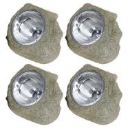 pack 4 rocas solares Pro Garden 4 LED verde grisáceo