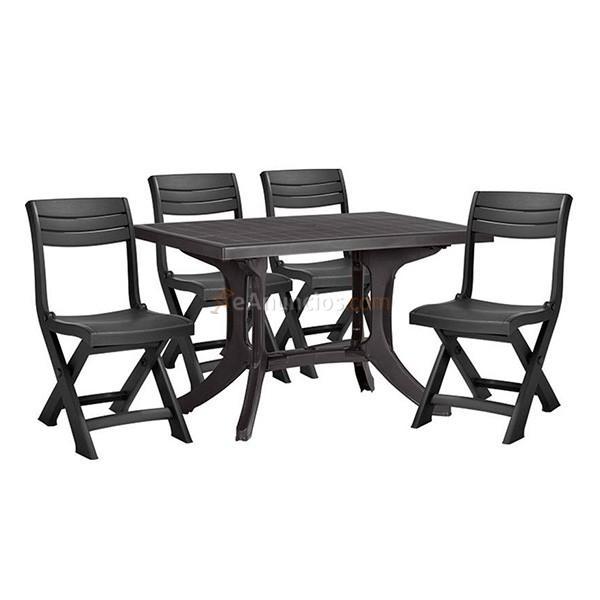 Conjunto de jardín Keter Allibert imitación madera negro