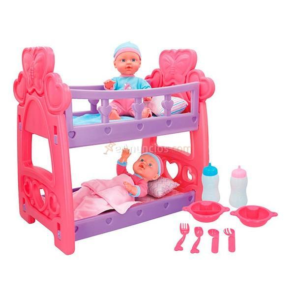 Set bebés gemelos Colorbaby 31 cm con cuna y accesorios + 24 m