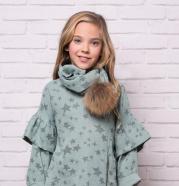 BUFANDA PILAR BATANERO POMPON PELO NATURAL P130252 ESTRELLAS