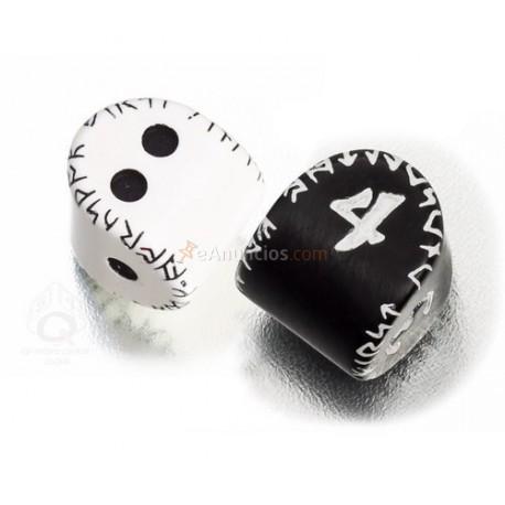 Qw set dado runico blanco y negro (d2 y d4)