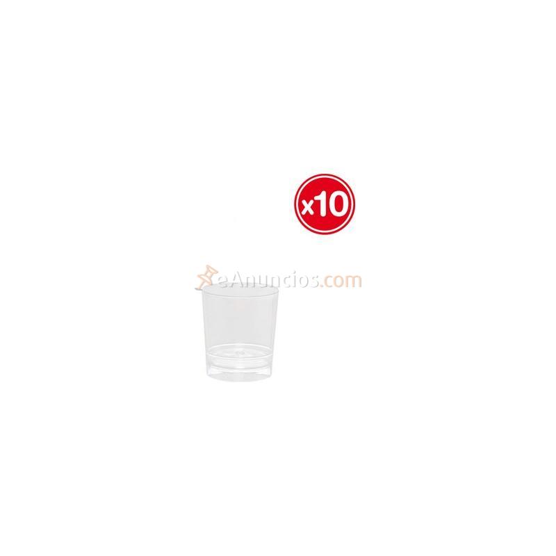 Vaso chupito transparente plastico, wat, 10uds.