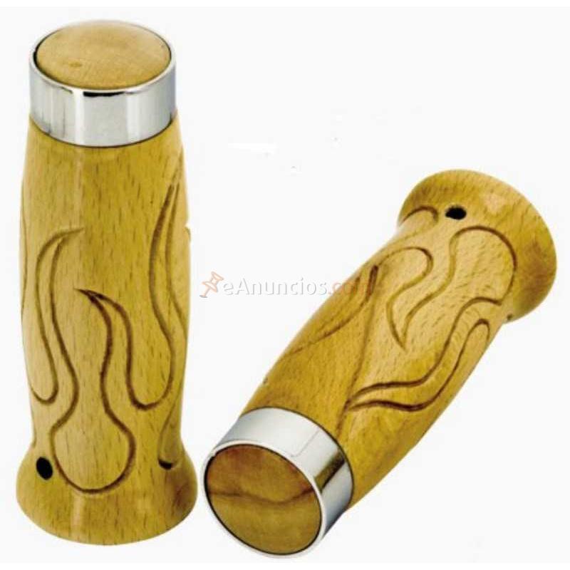 PUÑOS MADERA LLAMAS CROMADO 1