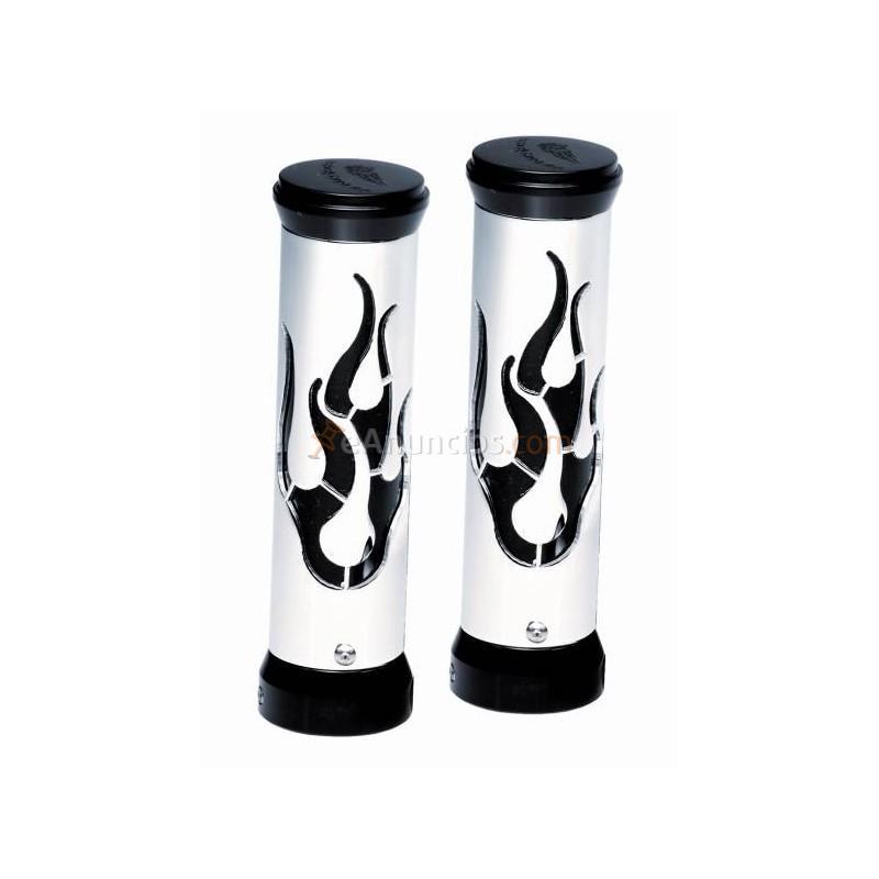 Puños llamas en aluminio negro anodizado 25.4mm