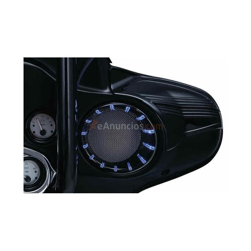 EMBELLECEDORES NEGROS CON LED PARA ALTAVOCES TRASEROS PARA HARLEY DAVIDSON FLHTFLHXFLHTCUTG 96-13