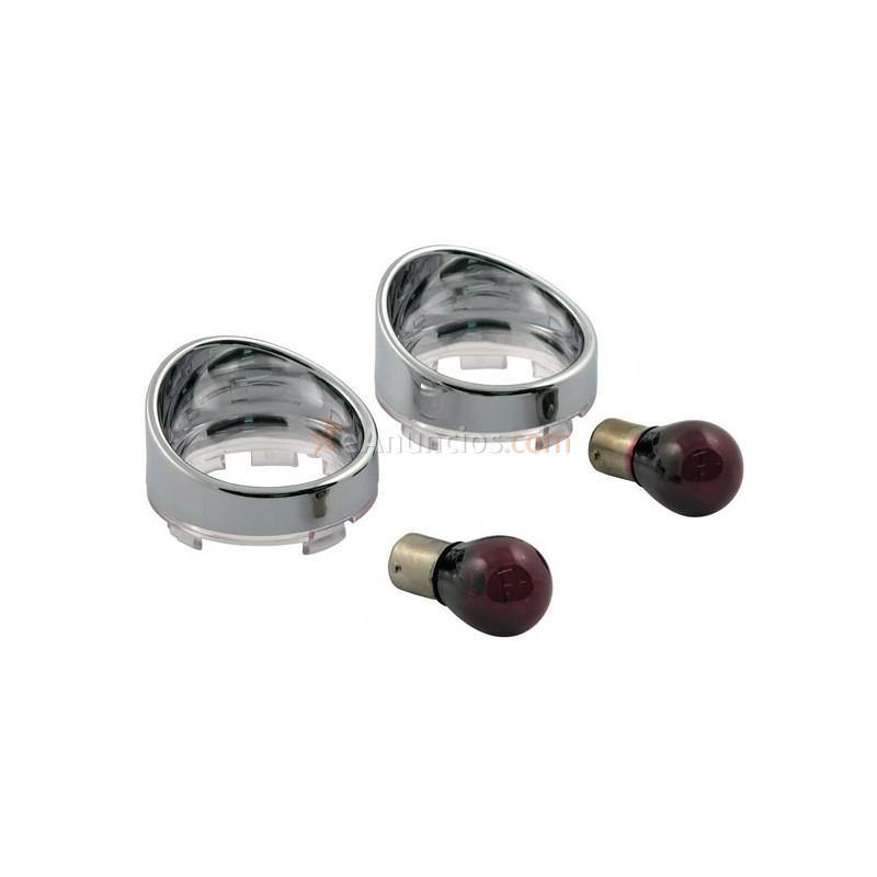 LENTE INTERMITENTE CLARA CON LAMPARA ROJA Y VISERA HARLEY DAV