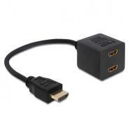 Delock Adaptador Hdmi con Ethernet M a 2Xh, original de la marca Delock