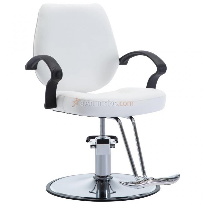 vidaXL Silla de peluquería de cuero sintético blanca
