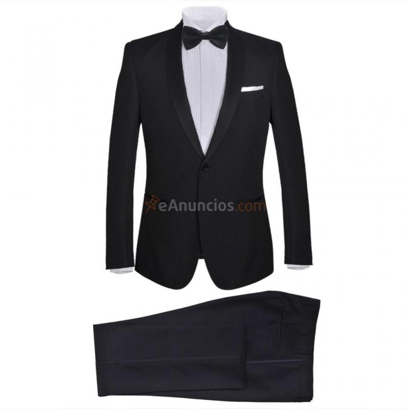 vidaXL Esmoquin traje de gala de 2 piezas con corbatín para hombre talla 46 negro
