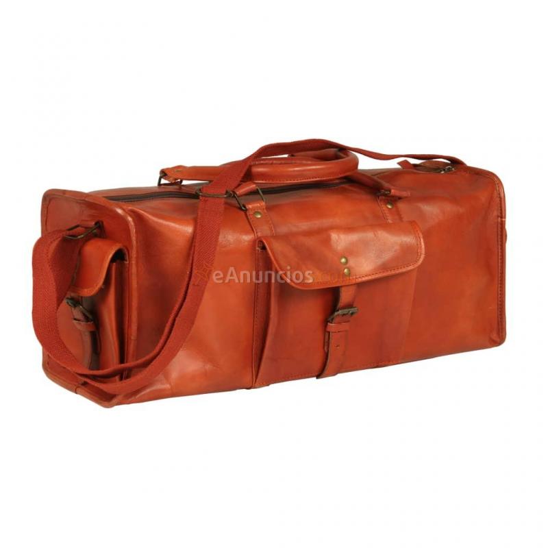 vidaXL Bolso de viaje de cuero auténtico marrón canela