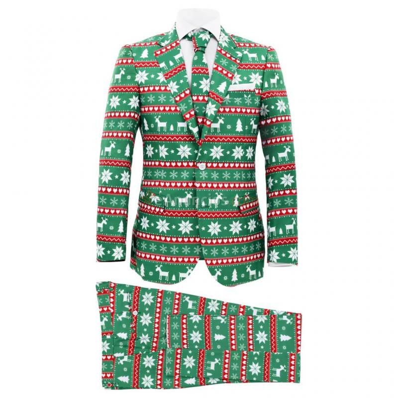 vidaXL Traje de navidad hombre 2 piezas corbata talla 46 festivo verde