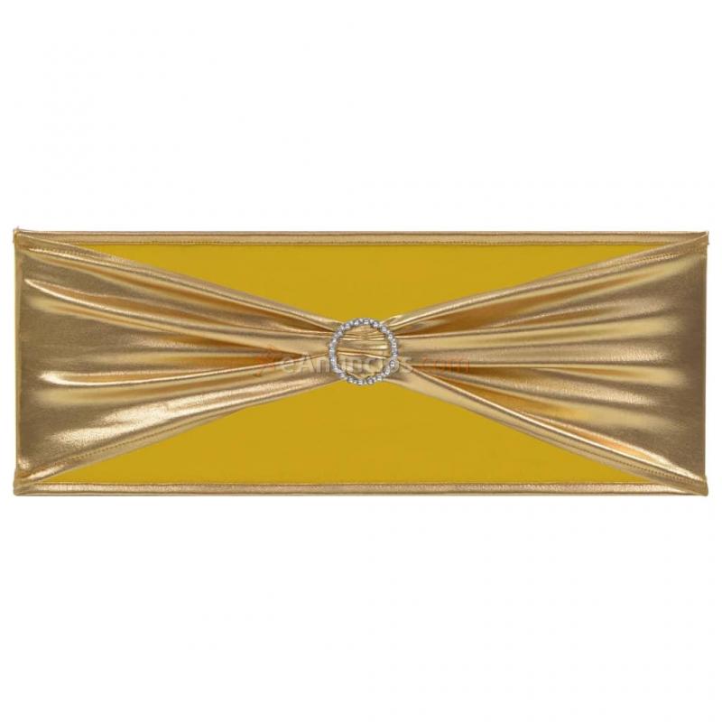 vidaXL Lazo de silla elástico 25 uds con broche de diamante dorado