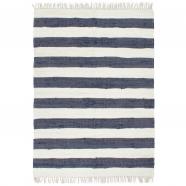 vidaXL Alfombra tejida a mano Chindi de algodón 80x160cm azul y blanco