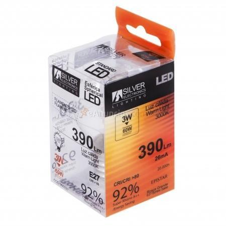 Bombilla LED Filamento ESFERICA E27 3W 3000K