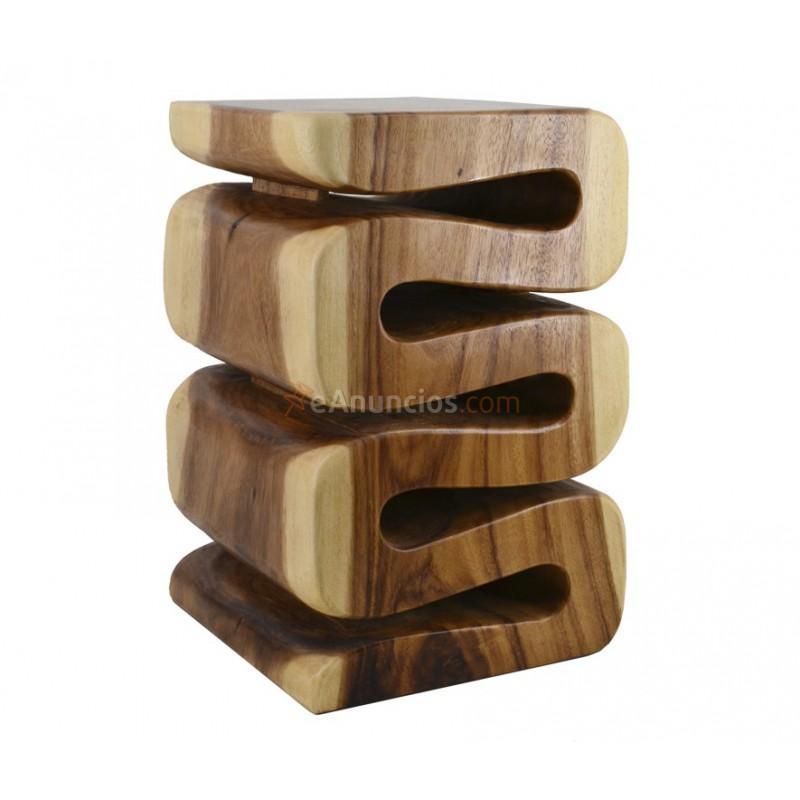 Mesa madera diseño espiral de una pieza