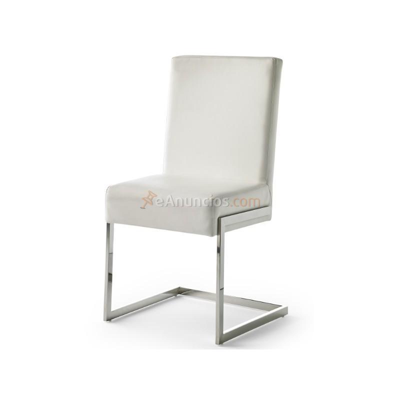 Silla de patin polipiel blanca y acero