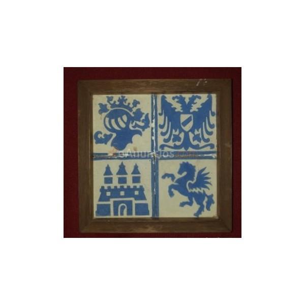 Cuadro de cuatro olambrillas de mosaico hidráulico catalanes