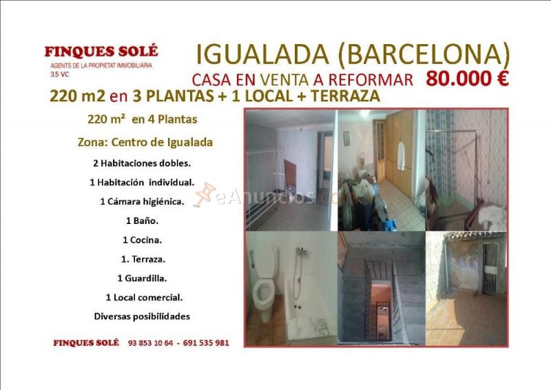 Casa con terraza y local a reformar en Igualada (BCN)