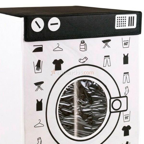 Cesta de tela para ropa sucia lavadora plegable blanco  negro