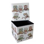 Caja  puf búhos plegable 38 x38 cm