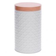 Bote con tapa metal 10 x 18 cm blanco