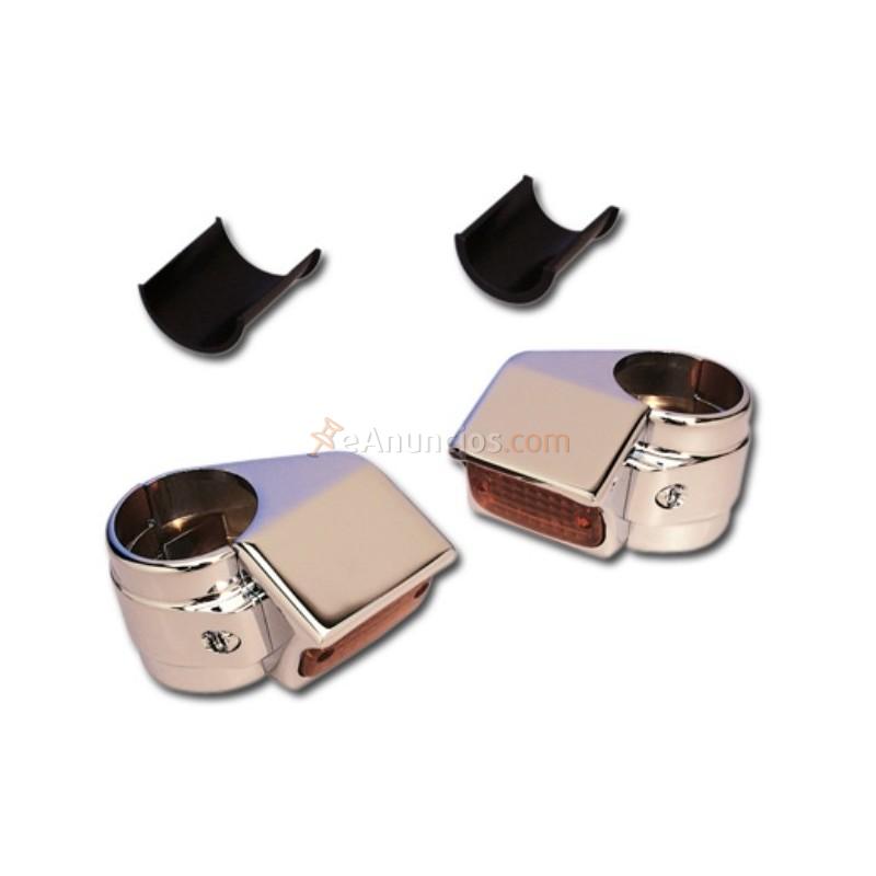 INTERMITENTES CON ABRAZADERA DOS BOMBILLA CROMADO