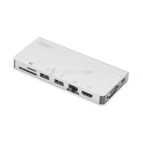 Digitus - DA-70866 base para portátil y replicador de puertos Alámbrico USB 3.0 (3.1 Gen 1) Type-C Plata