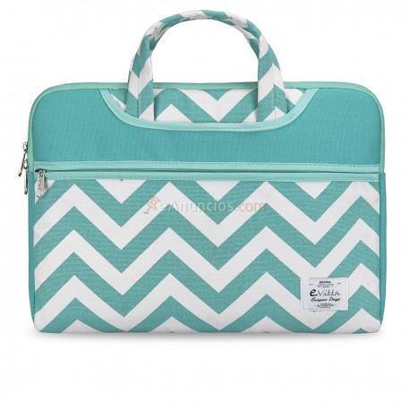 e-Vitta - Chevron maletines para portátil 39,6 cm (15.6) Funda Verde, Blanco