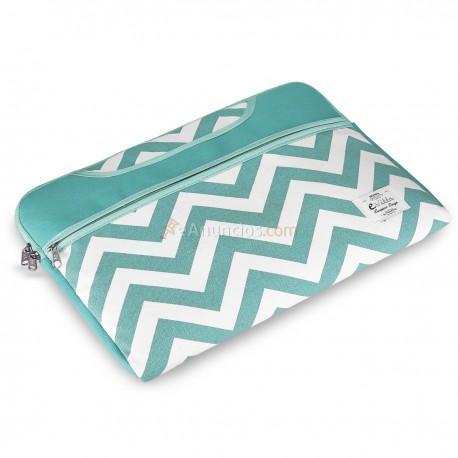e-Vitta - Chevron maletines para portátil 39,6 cm (15.6) Funda Verde, Blanco