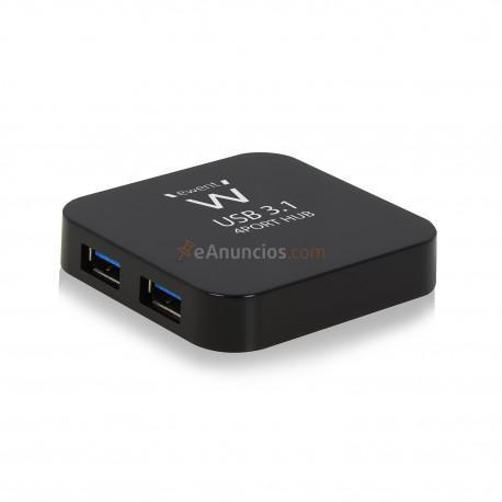 Ewent - EW1134 USB 3.1 (3.1 Gen 2) Type-A 5000Mbits Negro nodo concentrador