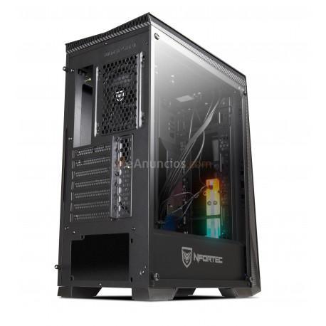 Nfortec - Torre Gaming RGB Hyperion con Panel Lateral de Cristal Templado y Ventilador RGB de 120mm Incluido - Colo