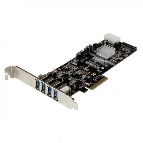 StarTech.com - Adaptador Tarjeta PCI Express PCI-E 4 Puertos USB 3.0 UASP Bus Doble con Alimentación Molex SATA