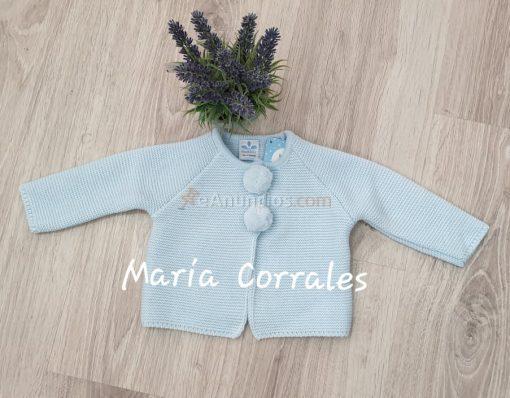 A chaqueta punto punto bobo pompones sardon r120274 celeste