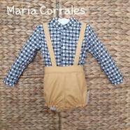 A conjunto niño 2 piezas angela tirado mostaza camisa cuadros estrellas r220534