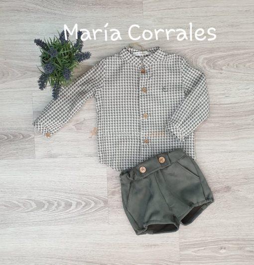 A conjunto niño bombacho antelina verde + blusa coleccion agua eve chlildren 3305 cb  r220525
