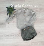 A conjunto niño bombacho antelina verde + blusa coleccion agua eve chlildren 3305 cb  r220525