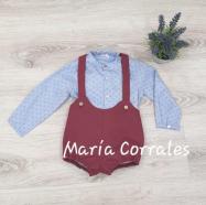 A conjunto niño pilar batanero 1517 bombacho burdeos tirantes + blusa r220522