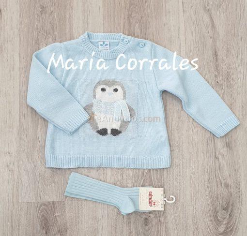 A jersey punto sardon r120276 unisex pinguino celeste