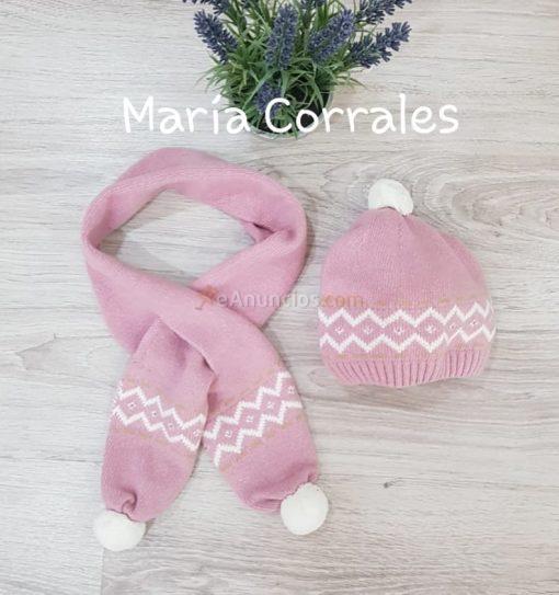 A conjunto gorro más bufanda niña punto dr. Kid cenefa r130260 rosa
